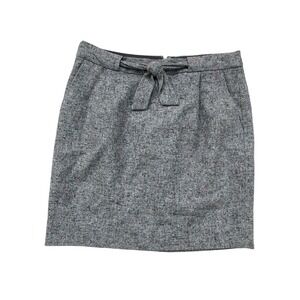 J. Crew Wool Blend Belted Pencil Skirt Gray Red Blue Speckled Women's Size 2